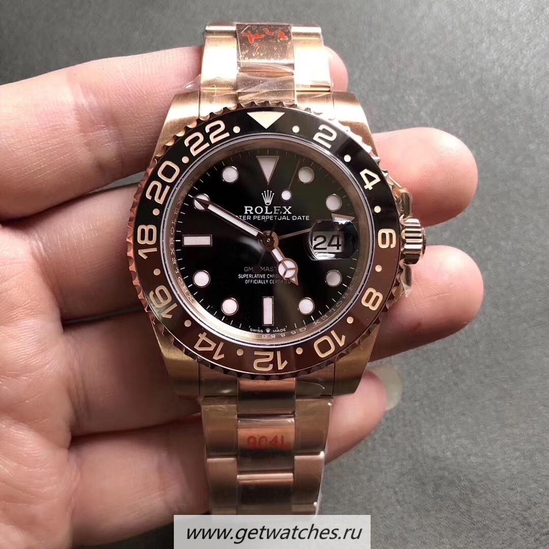 Copy R01ex GMT-Master II 126715 CHNR GMF V2 SS 904L With Rose Plated Gold Green Dial 2836