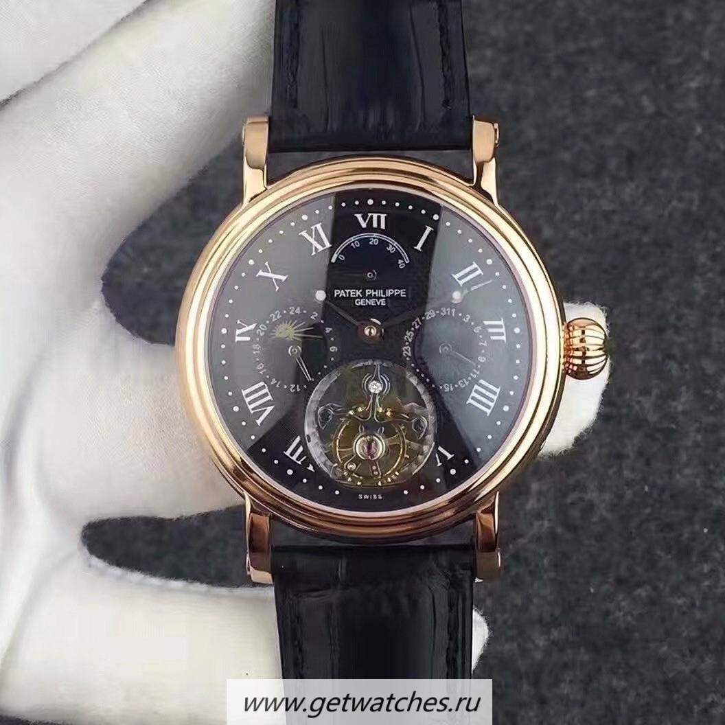 Perfect Replica Pat*k Phi1i*pe Grand Complication Tourbillon Rose Gold Black Dial Tourbillon