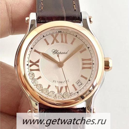 Fake Chopard Happy Sport 36mm Automatic 278559-6001 Noob Factory SS & Rose Gold Silver & D1am0nd Dial 2892