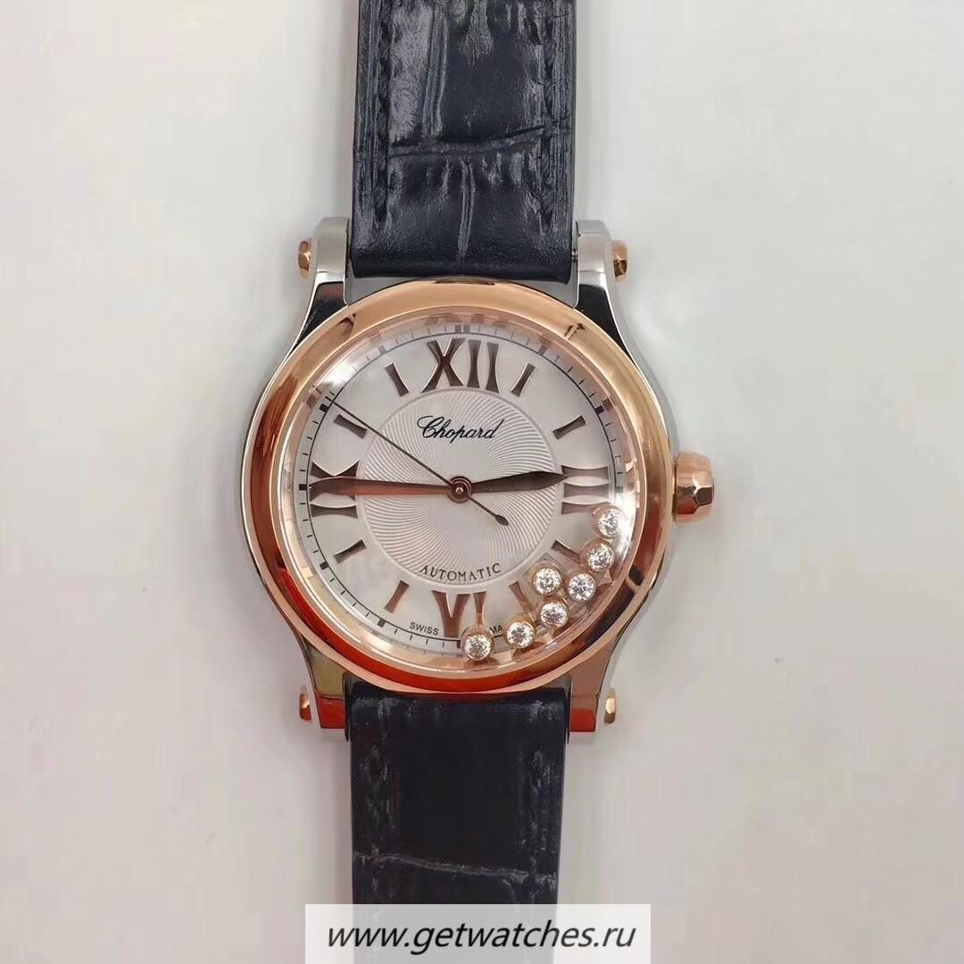 Perfect Replica Chopard Happy Sport 36mm Automatic 278559-6008 Noob Factory SS & Rose Gold Silver & D1am0nd Dial 2892