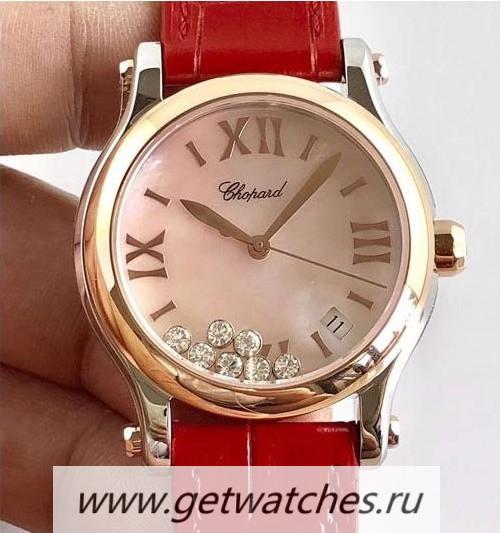 Replica Chopard Happy Sport 36mm Automatic 278559 Noob Factory SS & Rose Gold Pink Dial 2892