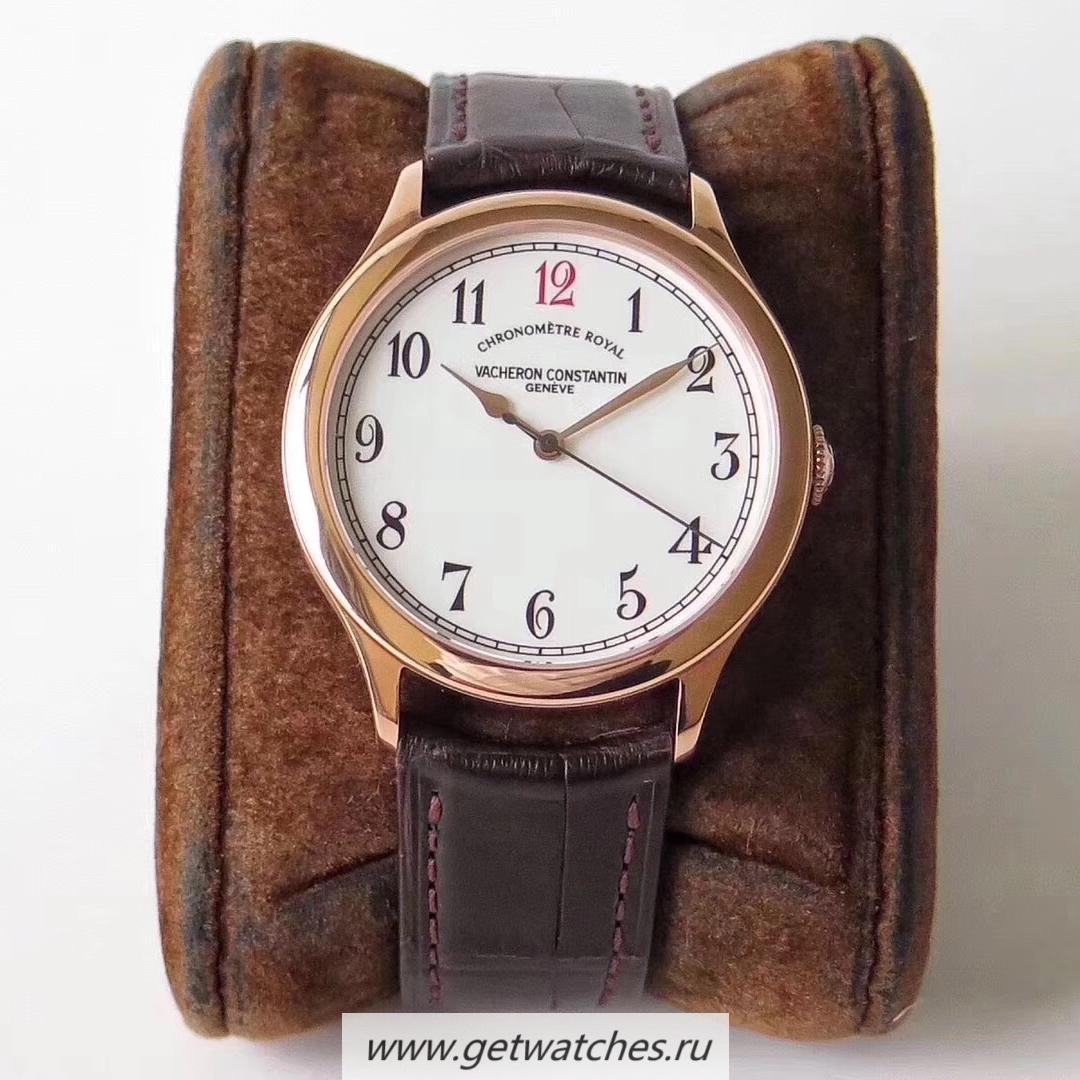 Fake Vacheron C0nstan1n Historiques Chronometre Royal 1907 86122/000R-9286 GSF Rose Gold White Dial 2460 SCC