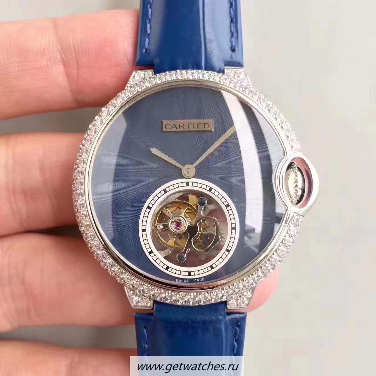 Best Price Ca*t1er Ladies Ballon Bleu Flying Tourbillon TF SS & D1am0nds Blue Dial 9452MC