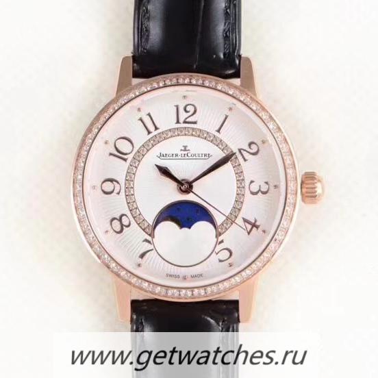 High Quality Jaeger-LeCoultre Ladies Rendez-Vous Moon Medium 3572430 JLF Rose Gold & D1am0nds White Dial 925A/1