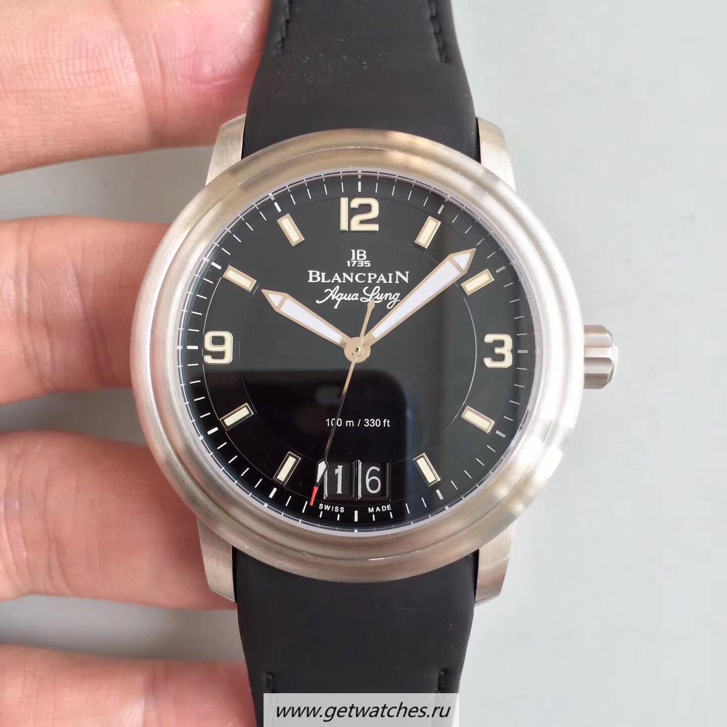 Copy Blancpain Leman Aqua Lung Grande Date 2850B-1130A-64B HGF SS Black Dial 6950