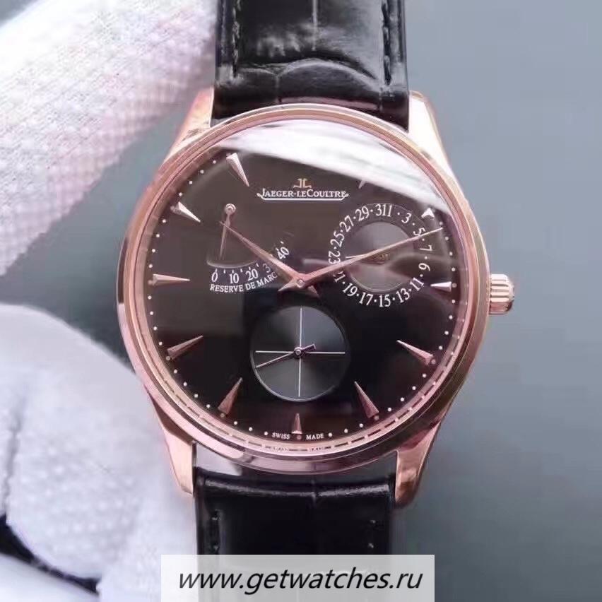 NEW Replica Jaeger-LeCoultre Master Ultra Thin Reserve De Marche 1372520 Noob Factory Rose Gold Black Dial Calibre 938
