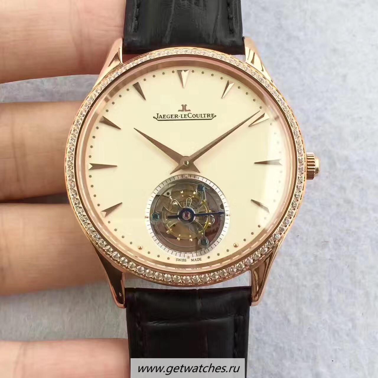 Replica Jaeger-LeCoultre Master Ultra Thin Tourbillon 1322410 JF Rose Gold & D1am0nds Beige Dial Tourbillon