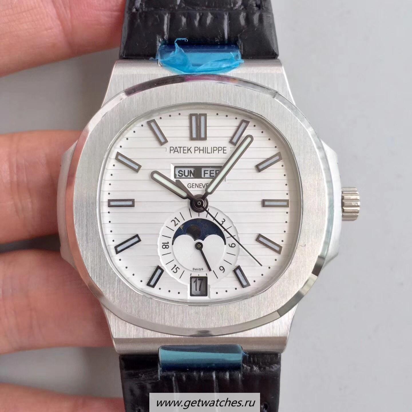 Fake Pat*k Phi1i*pe Nautilus Annual Calendar Moonphase 5726A KMF V2 SS White Dial 324 S QA LU 24H/303