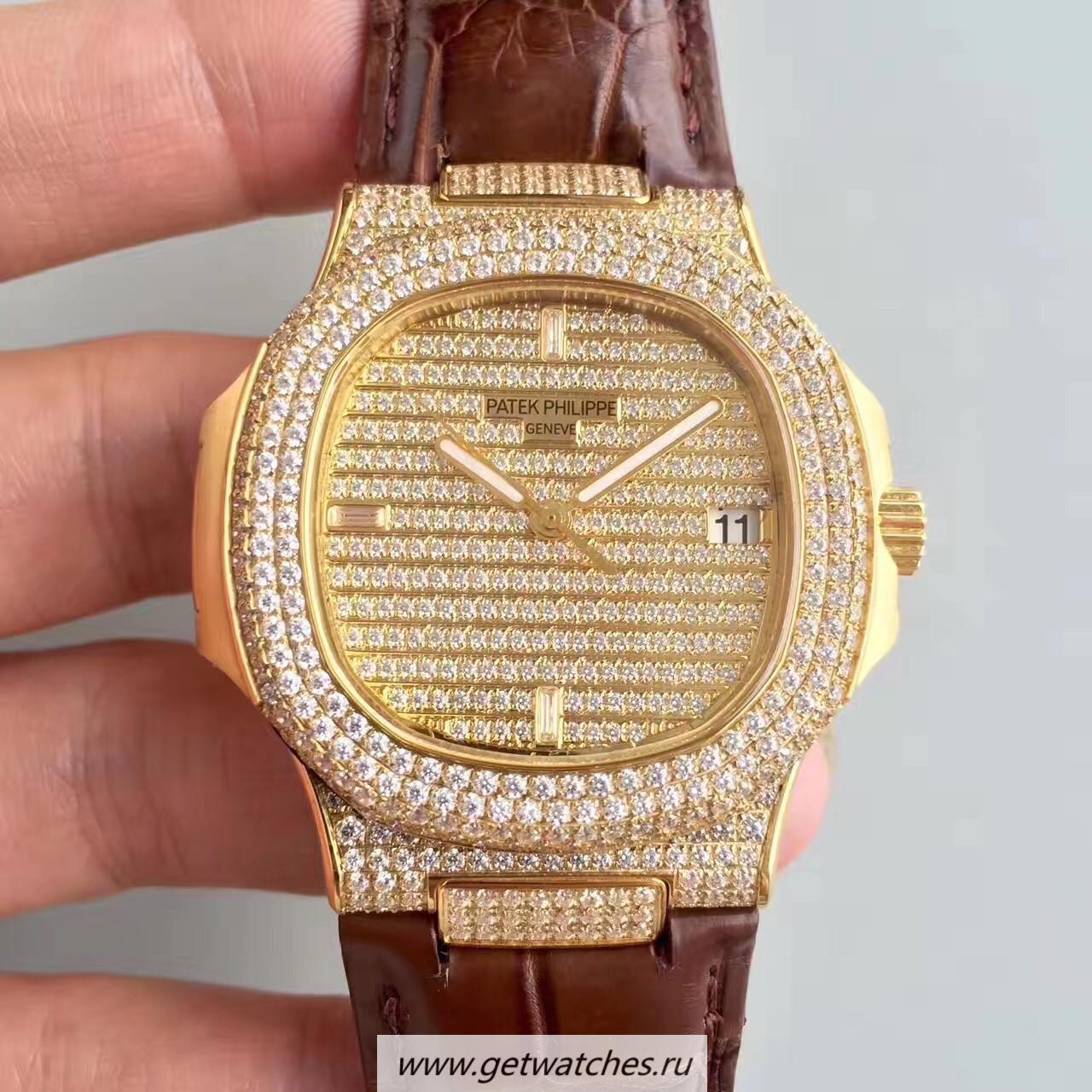 NEW Replica Pat*k Phi1i*pe Nautilus Jumbo 5719/1G-001 DMF Yellow Gold & D1am0nds D1am0nd Dial 324SC