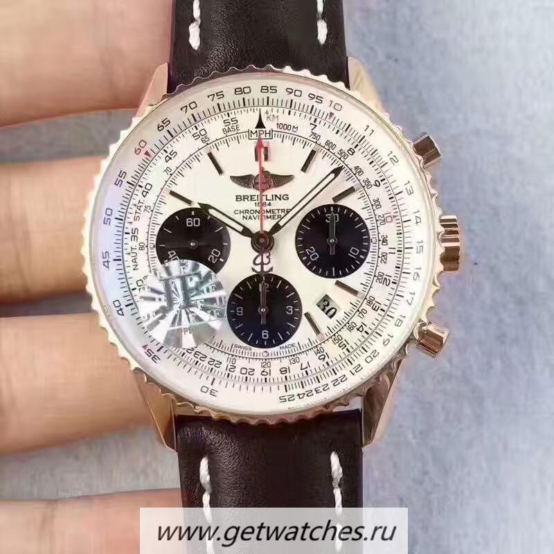 Replica Breitling Navitimer 01 RB012012.BA49.435X.R20BA.1 JF Rose Gold White Dial 7750