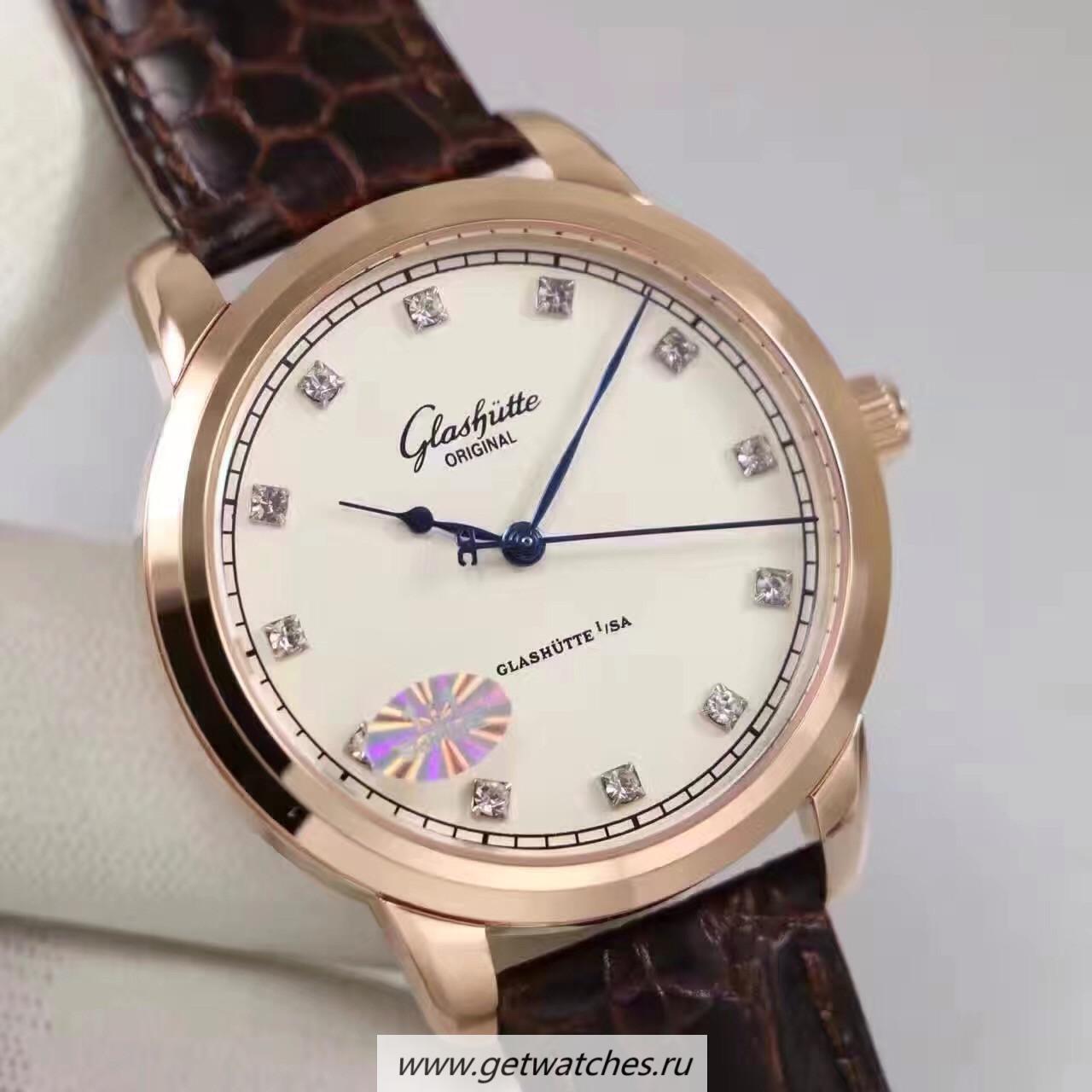 Shop Glashutte Original Senator Excellence 1-36-01-01-02-01 GF Rose Gold White & D1am0nds Dial Calibre 36-01