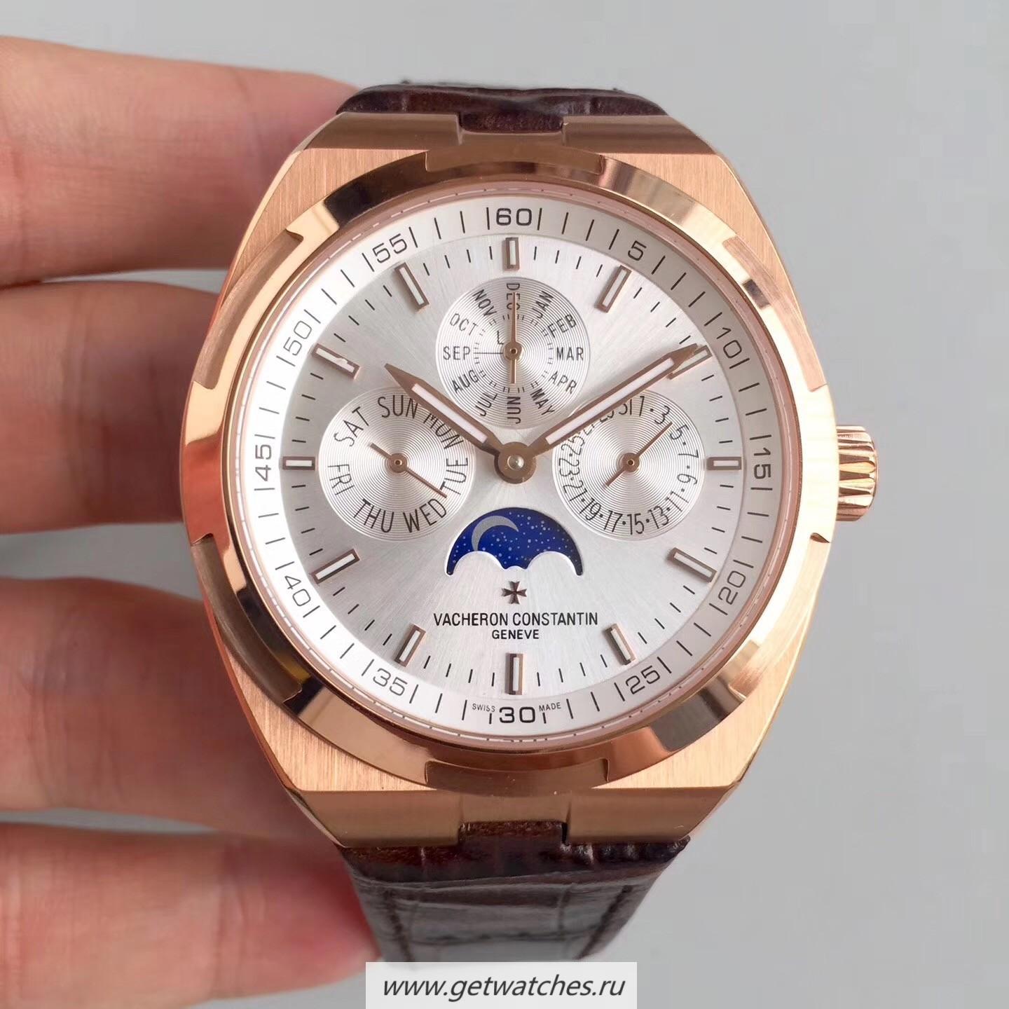 High Quality Vacheron C0nstan1n Overseas Ultra Thin Perpetual Calendar 4300V/120G-B102 BF Rose Gold Silver Dial 1120 QP