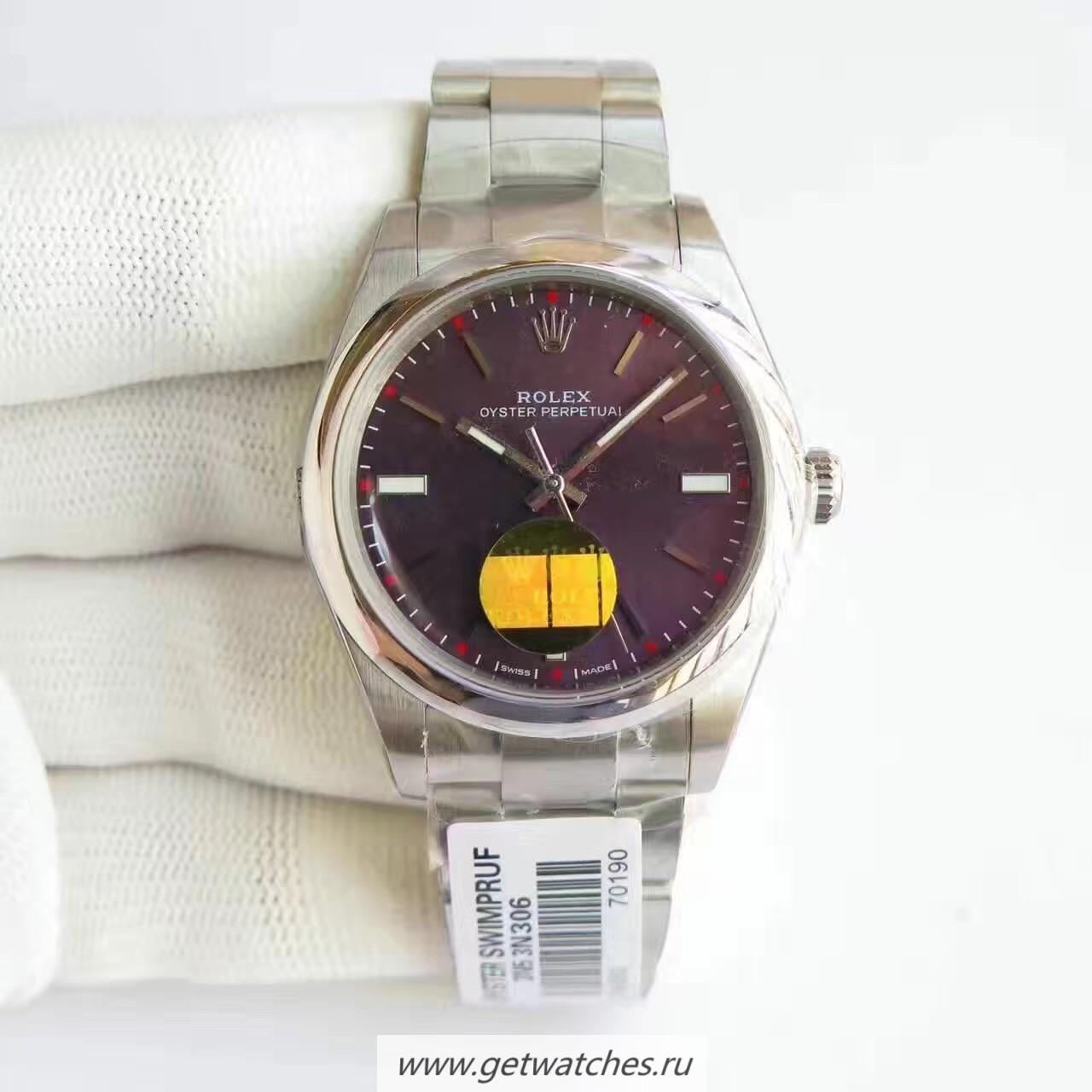 Copy R01ex Oyster Perpetual 34 114300 2018 UBF SS Red Dial 2836