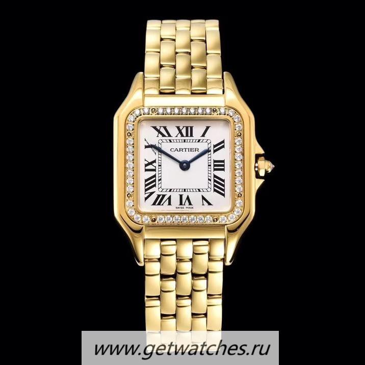 Perfect Replica Ca*t1er Panthere Medium Ladies WJPN0016 27mm GF Yellow Gold & D1am0nd White Dial Ronda Quartz