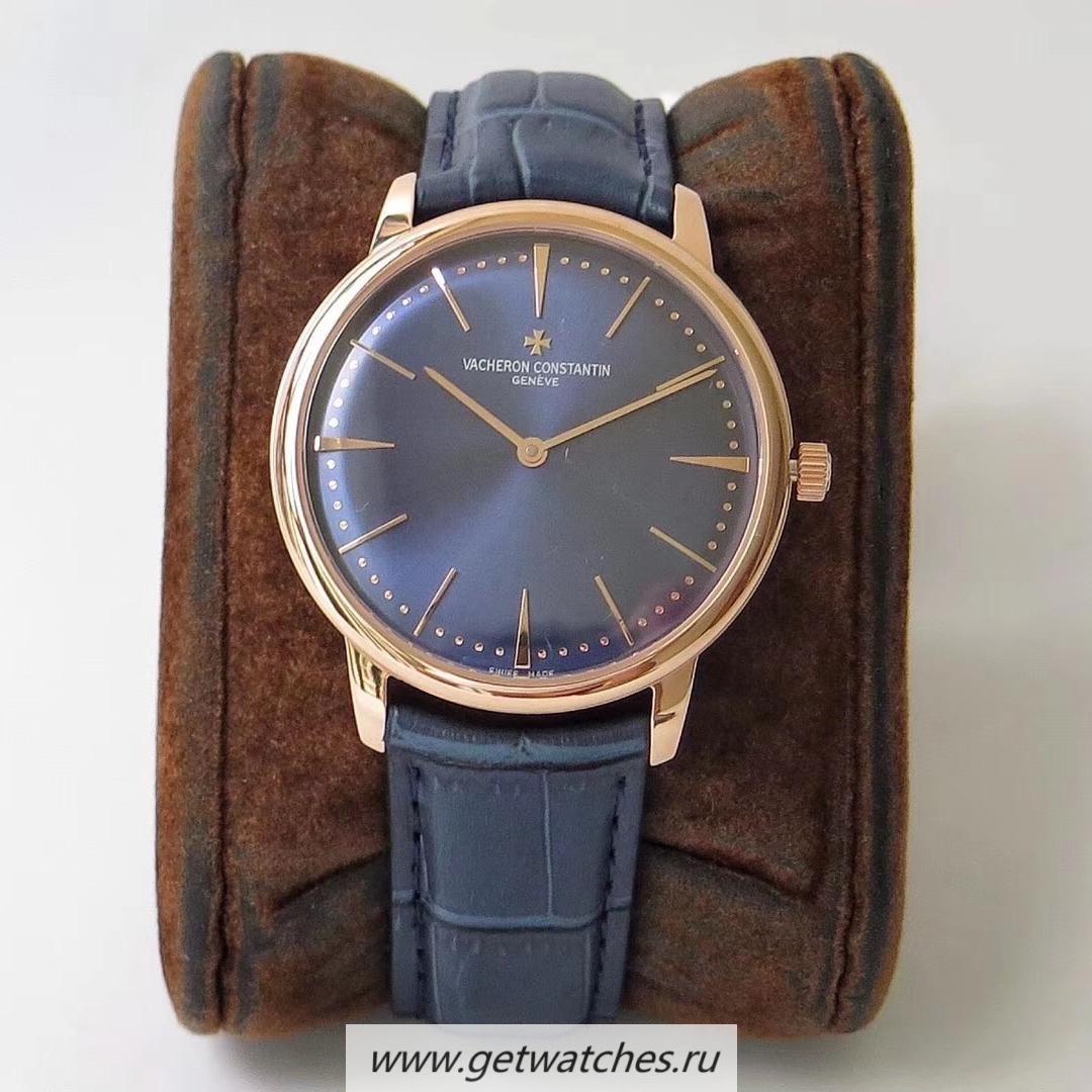 Fake Vacheron C0nstan1n Patrimony 81180/000R-B518 KZF Rose Gold Blue Dial M9015