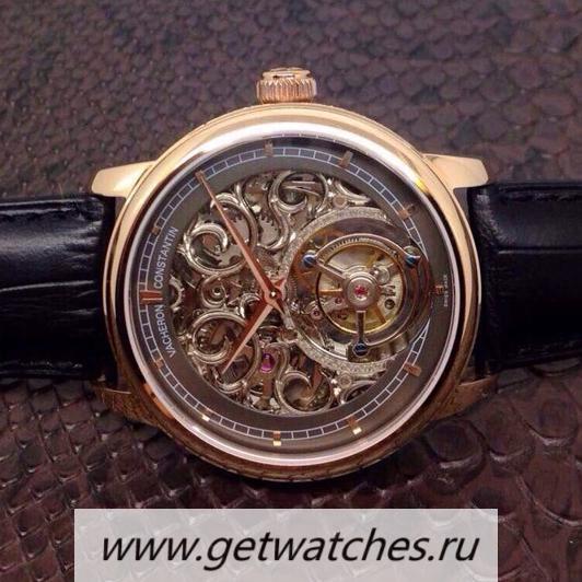 Replica Vacheron C0nstan1n Patrimony Tourbillon Rose Gold Skeleton & Gray Dial Tourbillon