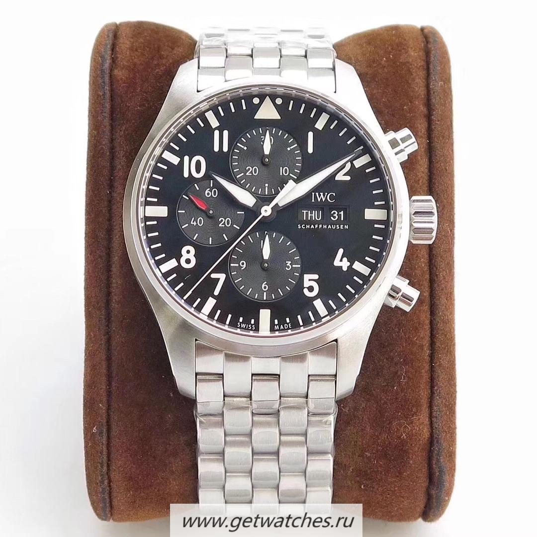 Copy IWC Pilot Chrono IW377710 ZF SS Black Dial 7750