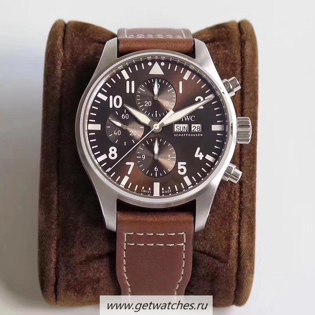 Fake IWC Pilot Chrono IW377713 ZF SS Brown Dial 7750
