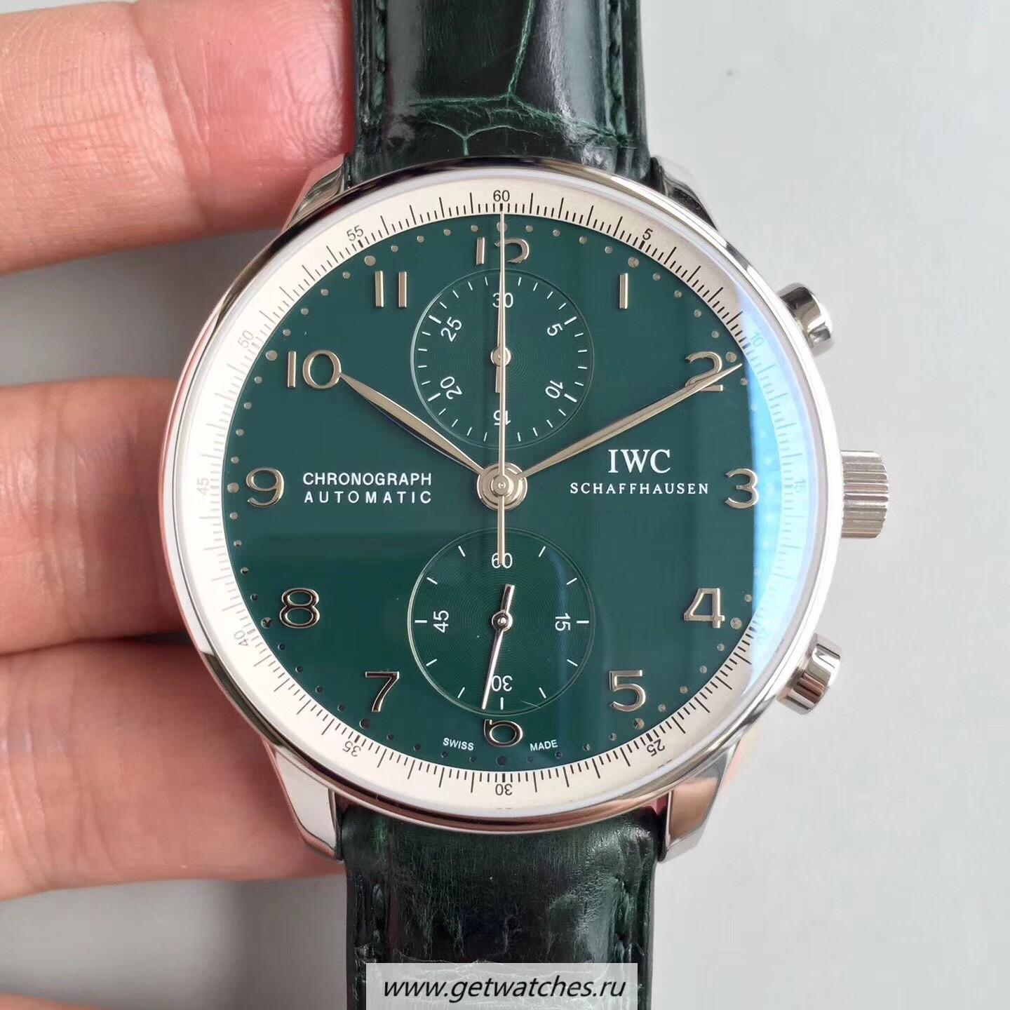 Best Price IWC Portugieser Chrono Edition 150 Years IW371601 YLF SS Green Dial 69355