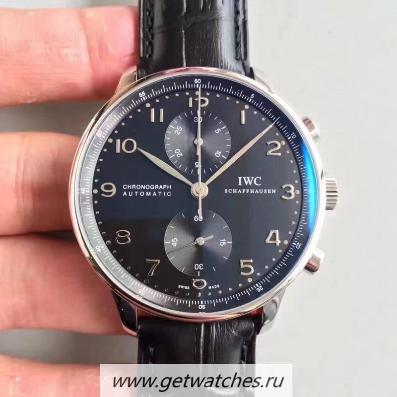 Shop IWC Portugieser Chrono IW371447 ZF SS Black Dial 7750