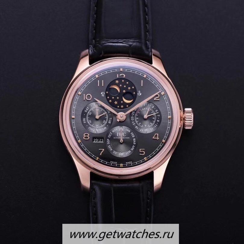 Replica IWC Portugieser Perpetual Calendar IW503404 V9F Rose Gold Black Dial 52610