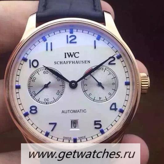 Copy IWC Portuguese IW500704 Power Reserve Rose Gold White Dial Blue Markers 52010