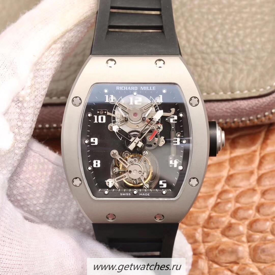 Fake Richard Mille RM001 Tourbillon JBF SS Black Dial Tourbillon