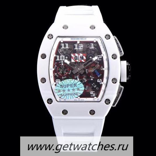 Fake Richard Mille RM011 TZP KVF PVD & White Ceramic White Dial 7750