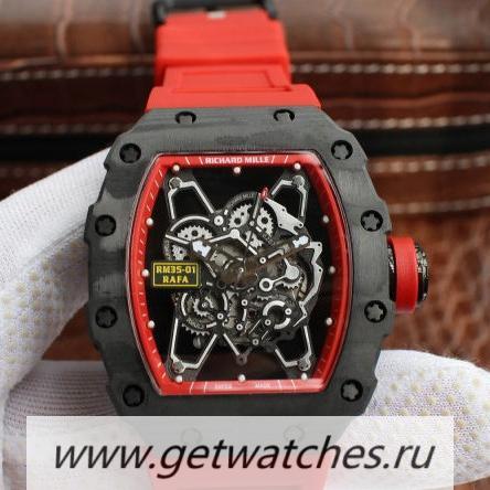 Fake Richard Mille RM035-01 Rafa Forged Carbon Red Dial M9015