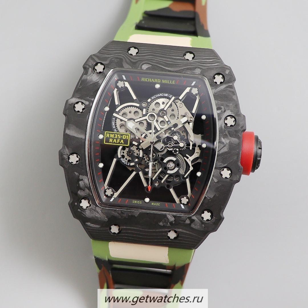Best Price Richard Mille RM035-01 Rafa Nadal KVF V3 Forged Carbon Black Dial Camouflage Strap M8215