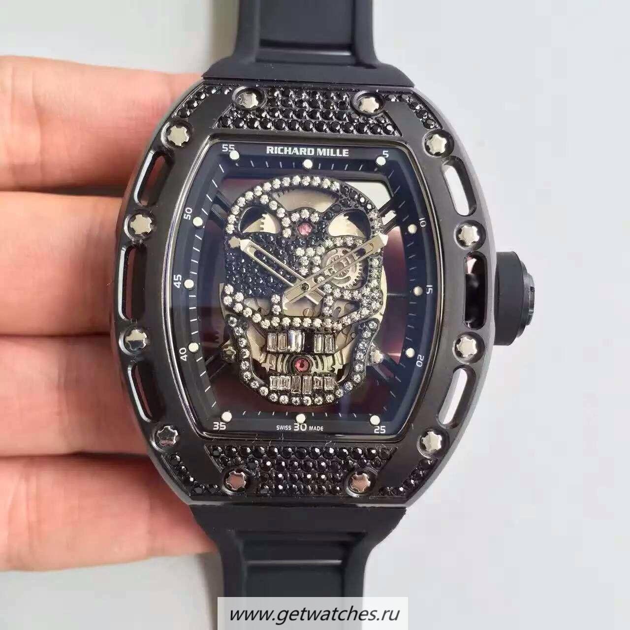 Perfect Replica Richard Mille RM052 SF PVD & Black D1am0nd D1am0nd Skull Dial M6T51