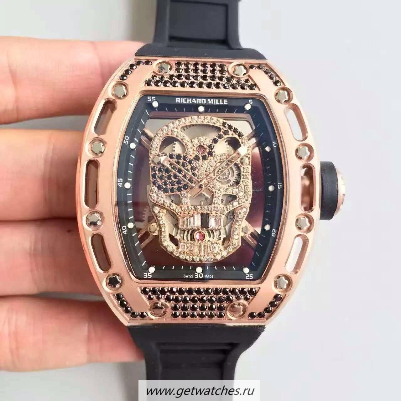 Replica Richard Mille RM052 SF Rose Gold & Black D1am0nd D1am0nd Skull Dial M6T51