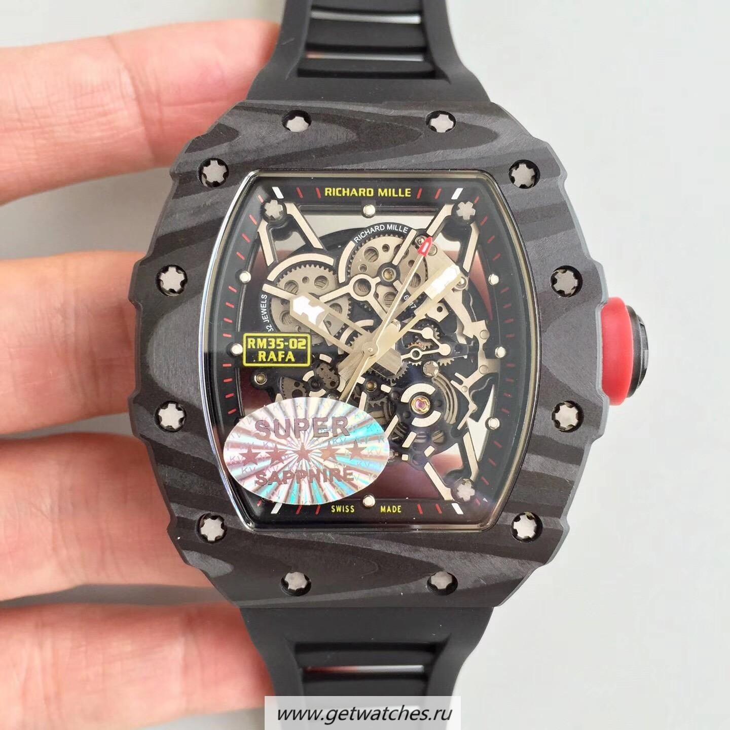 Fake Richard Mille RM35-02 Rafael Nadal KVF Forged Carbon Black Skeleton Dial M8215