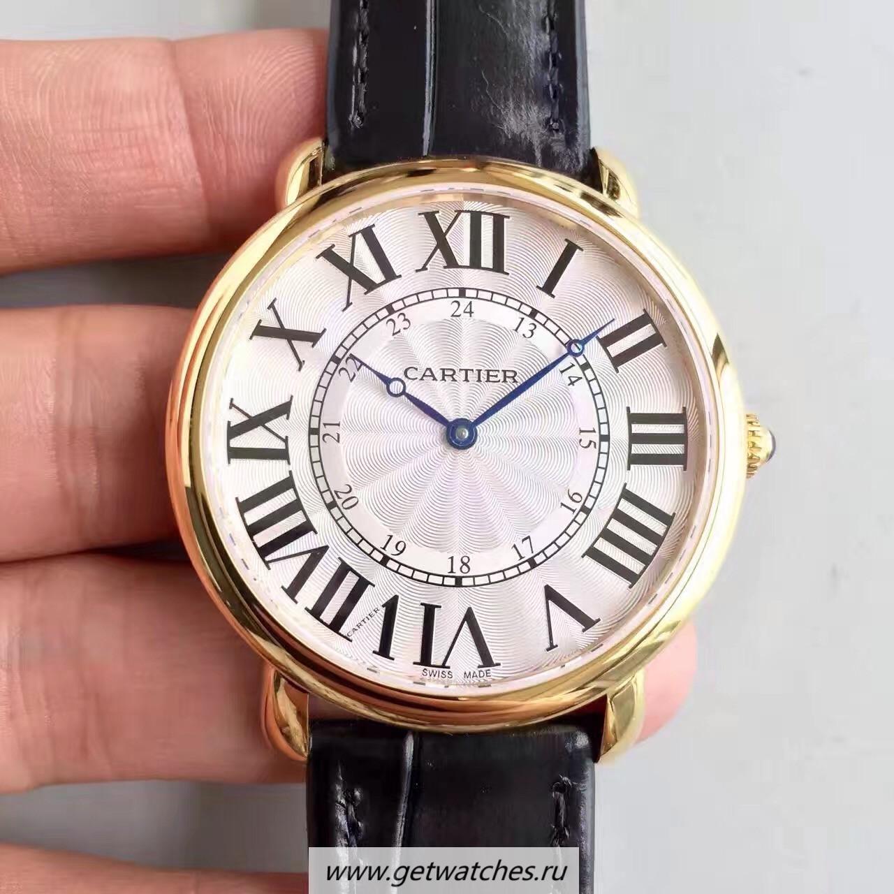NEW Replica Ca*t1er Ronde Luis W6800251 42mm UTF Yellow Gold Silver Dial 430MC