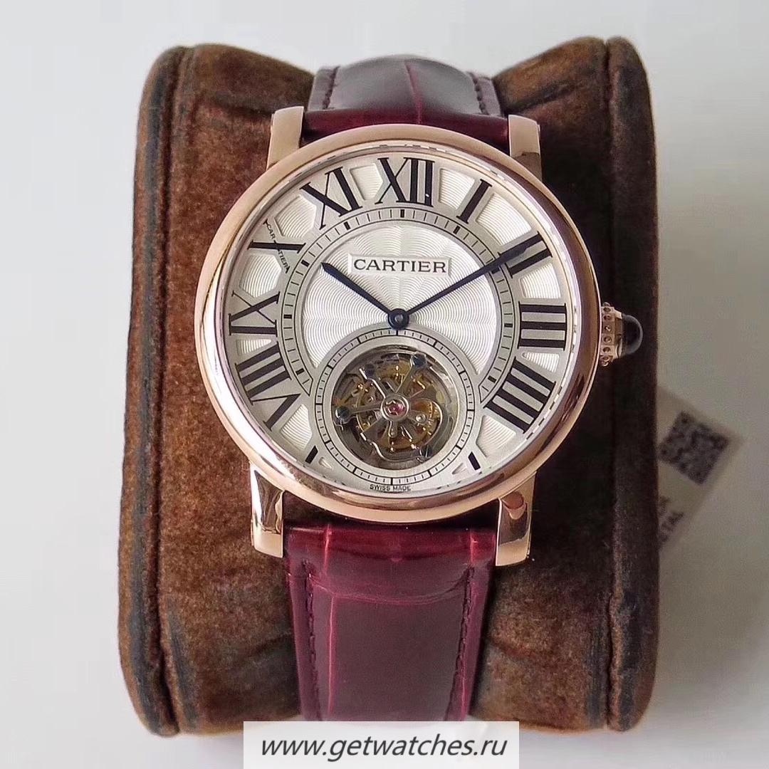 Fake Ca*t1er Rotonde Flying Tourbillon W1556215 BLF V2 Rose Gold Silver Dial 9452 MC
