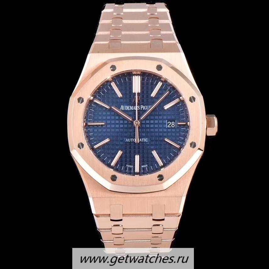 Perfect Replica Audemars Royal Oak 15400 JF V5 Rose Gold Blue Dial 3120