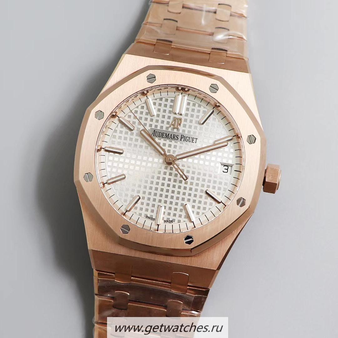 Shop Audemars P1g*et Royal Oak 15500 OMF Rose Gold Silver Dial 4302