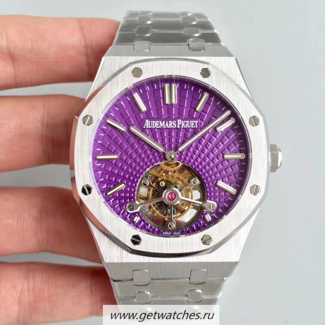 Copy Audemars P1g*et Royal Oak Tourbillon Extra Thin 26522 R8F SS Violet Dial 2924