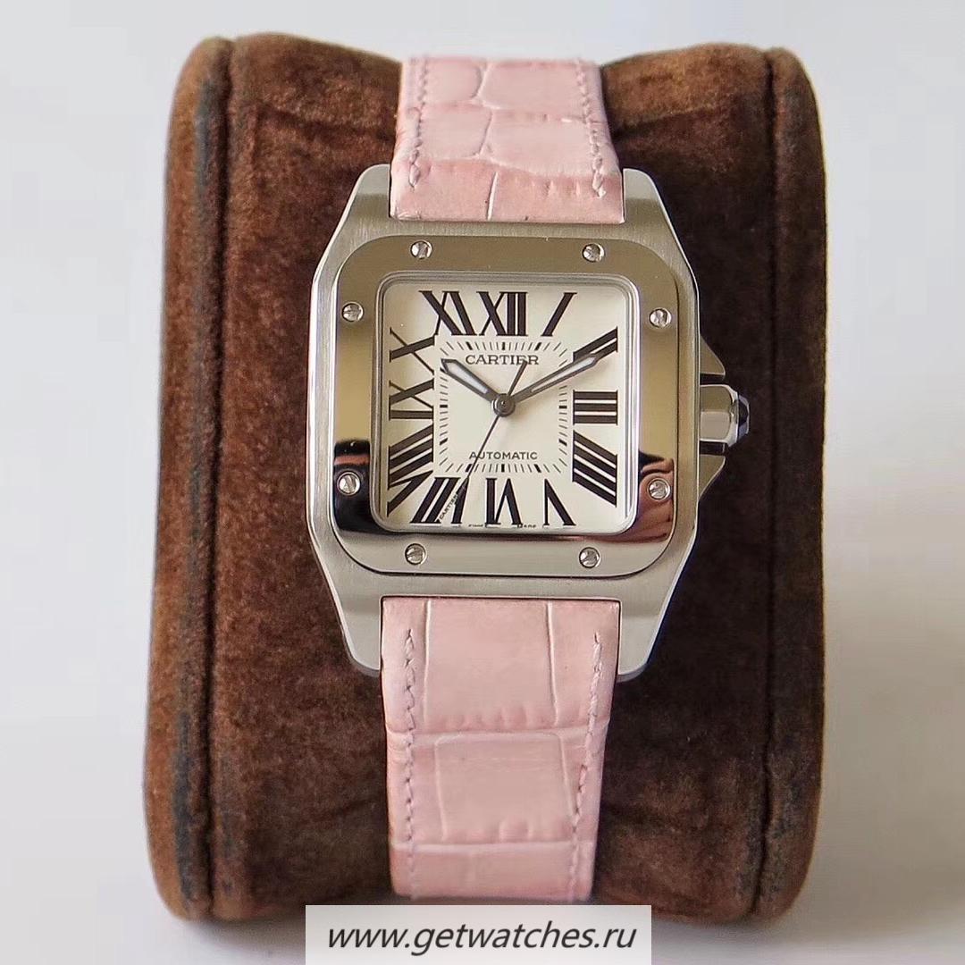 Perfect Replica Ca*t1er Santos 100 Medium Size W20126X8 KZF SS White Dial Seiko NH05A