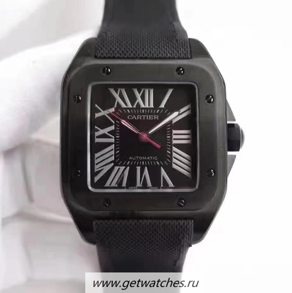 High Quality Ca*t1er Santos 100 XL WSSA0006 V6F PVD Black Dial M9015