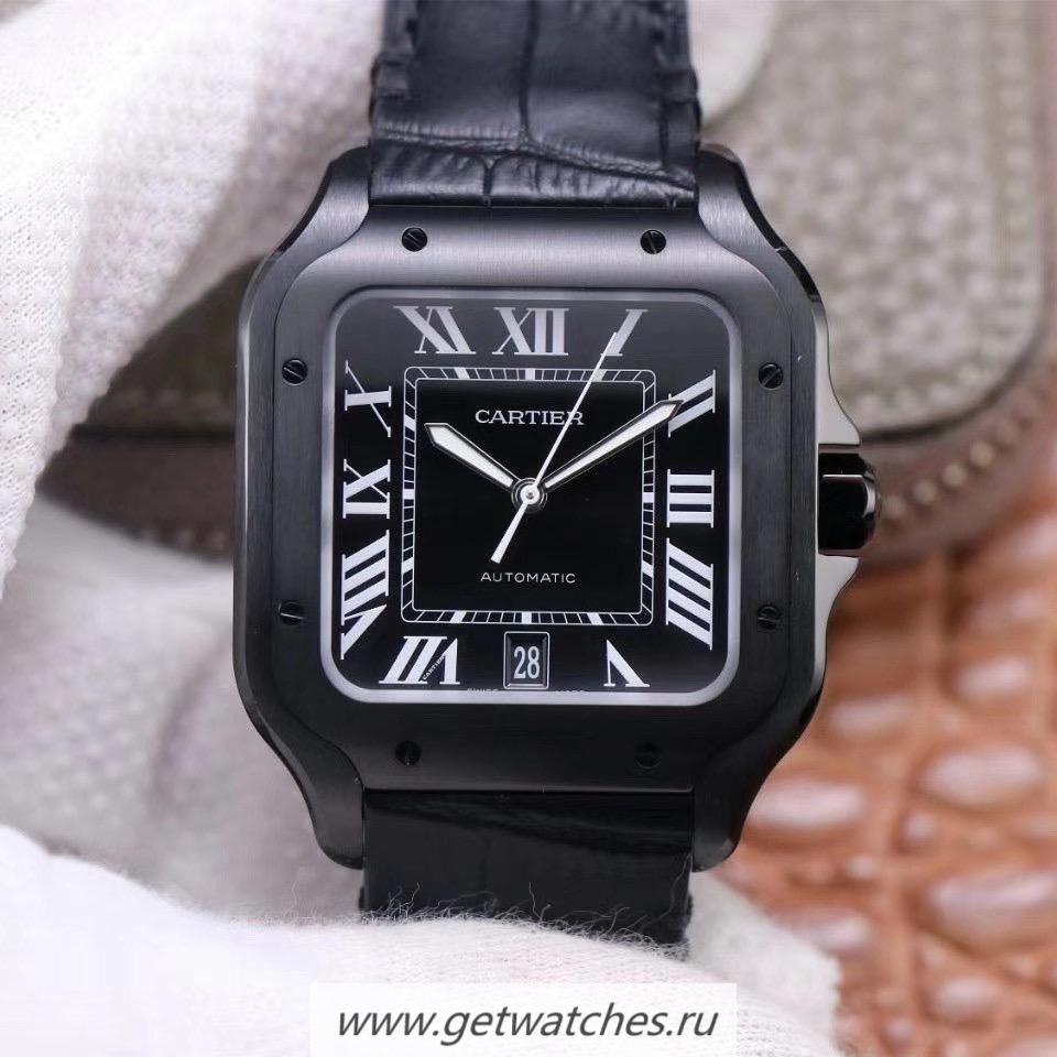 Perfect Replica Ca*t1er Santos 40mm V6F V2 PVD Black Dial M9015