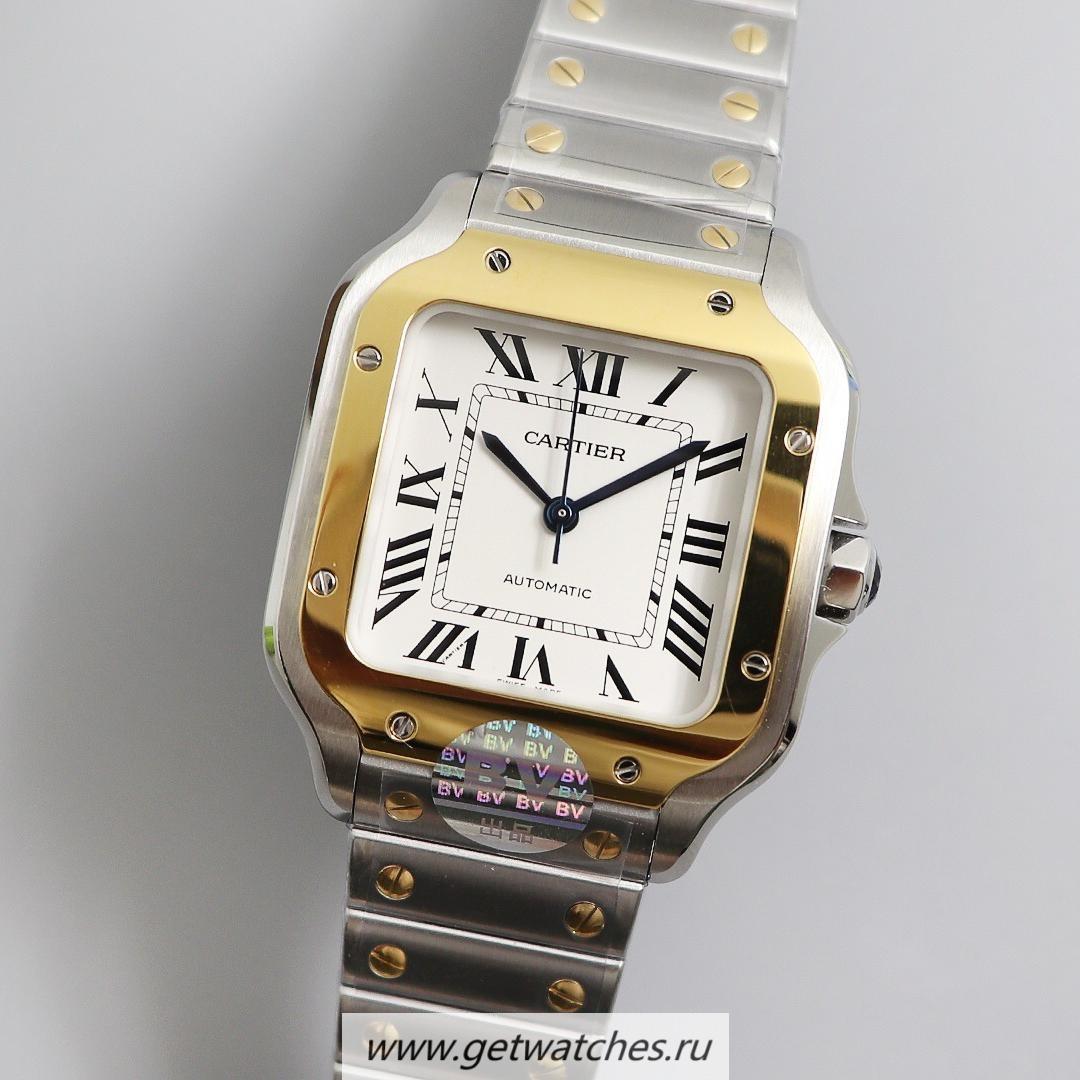 Perfect Replica Ca*t1er Santos W2SA0007 BVF V2 35mm SS & Yellow Gold White Dial M9015