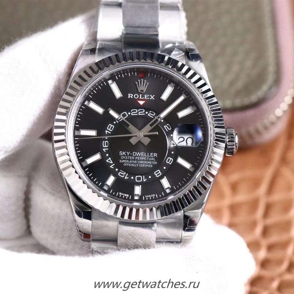 Copy R01ex Sky-Dweller 326934 Noob Factory SS Black Dial 9001