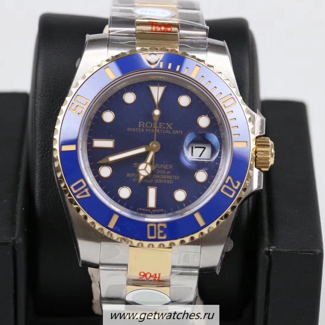 Perfect Replica R01ex Submariner Date 116613 LB GMF 18K Yellow Gold Wrapped & SS 904L Blue Dial 3135