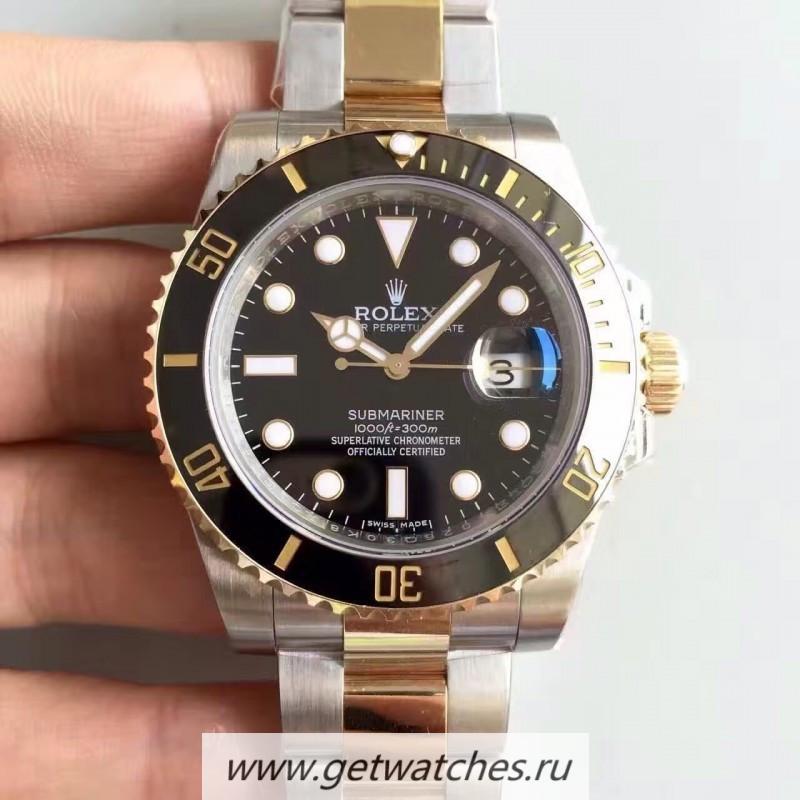 High Quality R01ex Submariner Date 116613 LN 2018 Noob Factory V8 24K Yellow Gold Wrapped & SS Black Dial 3135