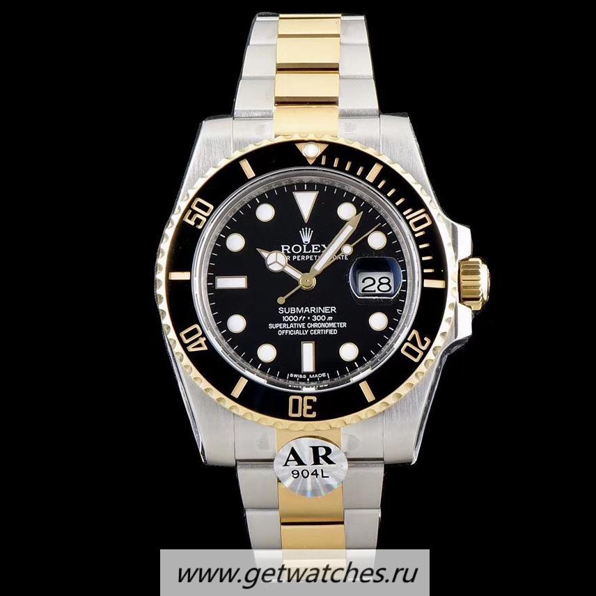 Copy R01ex Submariner Date 116613 LN ARF V3 Yellow Gold & SS 904L Black Dial 3135