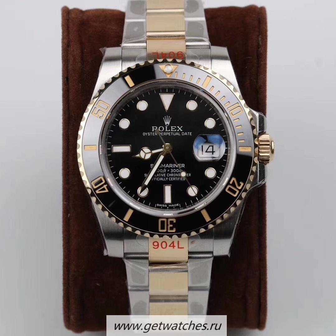 Copy R01ex Submariner Date 116613 LN GMF 18K Yellow Gold Wrapped & SS 904L Black Dial 3135
