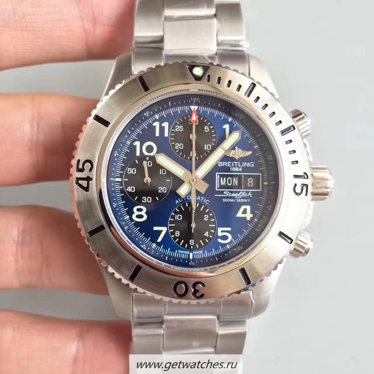 High Quality Breitling S*perocean Chrono Steelfish A13341C3/C893 GF SS Blue Dial 7750