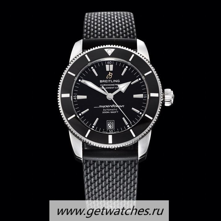 Copy Breitling S*perocean Heritage II 42mm GF SS Black Dial Black Rubber Strap 2824 V2