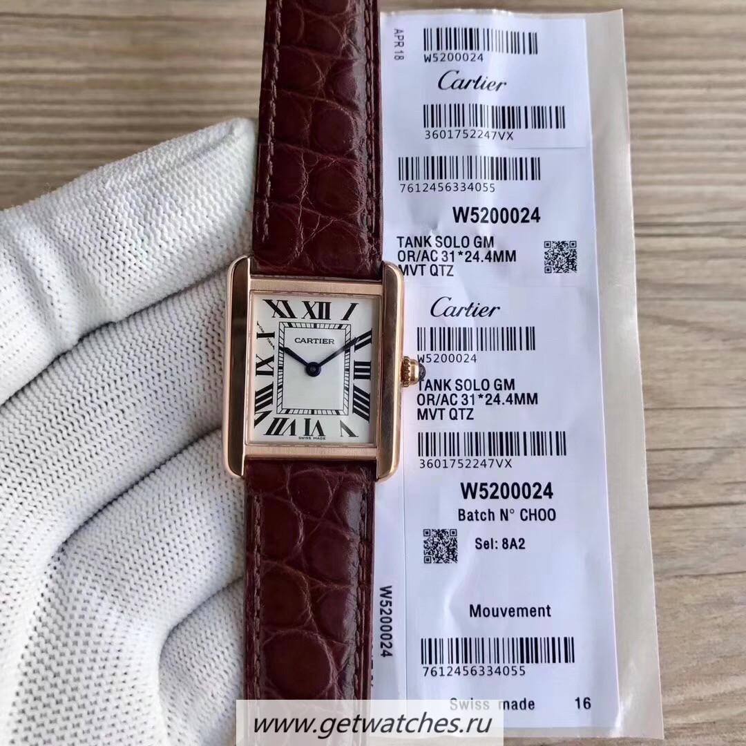 Copy Ca*t1er Tank Solo Ladies 31mm W5200024 TKF Rose Gold Silver Dial Ronda Quartz